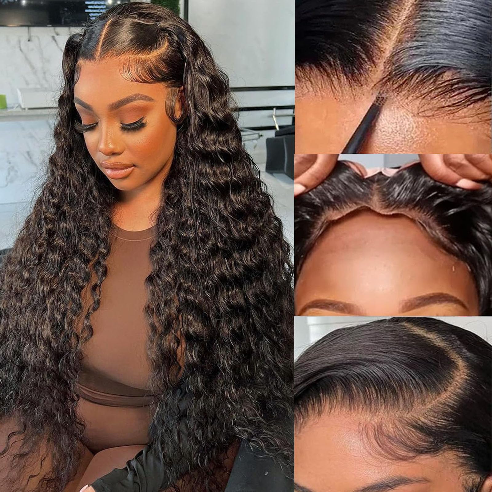 Wear And Go Glueless Pre Plucked Pre Cut Deep Wave Lace Front Wig - 5x5 HD Lace Closure, Deep Curly 180% Density Human Hair For Beginners, 26 Inch